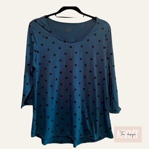 Lane Bryant Turquoise Polka Dot Long Sleeve Top